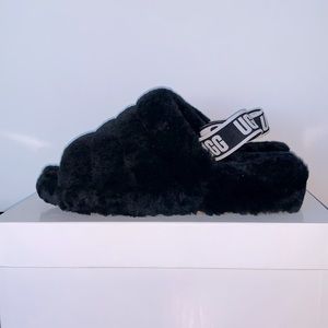 UGG Fluff Yeah sling back slides sandals, Black